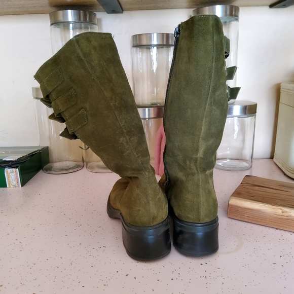 AQUATALIA Romanian Loden Green Suede Boots Forest Elf Boho Size 8 - Picture 6 of 10